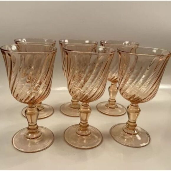 Luminarc Other - Luminarc (France) 'Rosaline Pink' White Wine Glasses